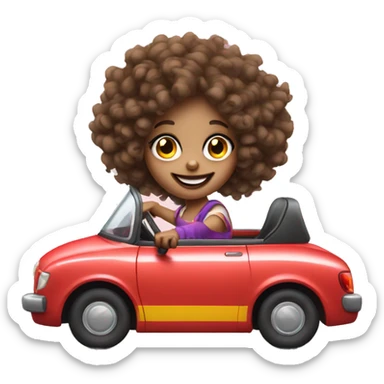 girl clown curly hair driving car sticker