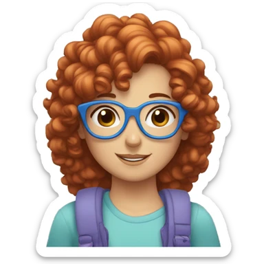 girl with curly red hair and blue glasses hugging a girl with brown hair  sticker