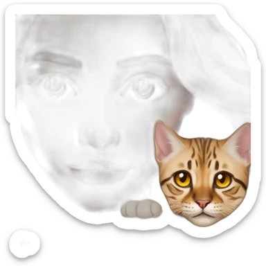 Emilia Clarke holds a Bengal cat with yellow eyes sticker