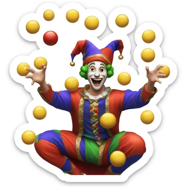 A jester juggling balls sticker