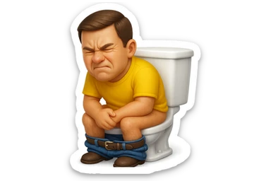 emoji stile iphone che riguarda l'argomento "stipsi/andrò al bagno oggi?", iperrealistico 4k sticker