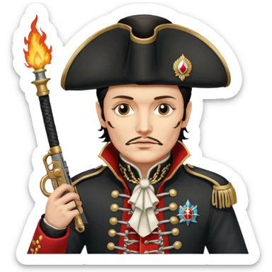 Adam Ant  is wearing a Hungarian jacket Hussar'S JACKET, holds two firelocks holsters in his hands sticker