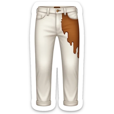 white pants with brown stain near back pockets sticker