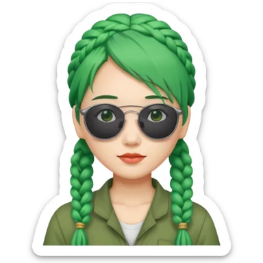 chinese green haired tourist with braids sticker