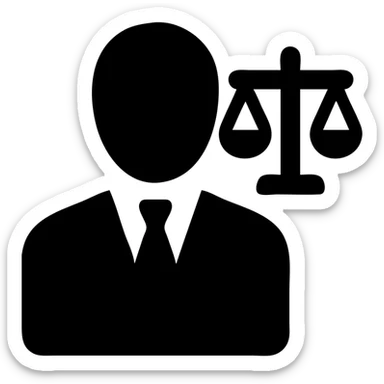legal expert icon, person with scales of justice sticker