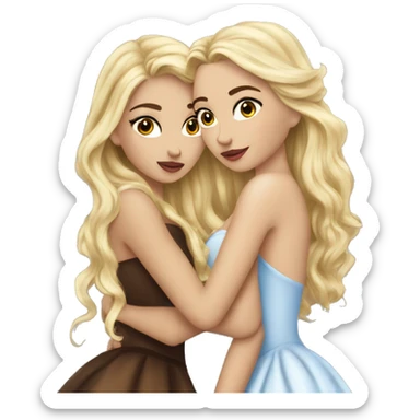 2 women princesses couple blonde deep kiss sticker