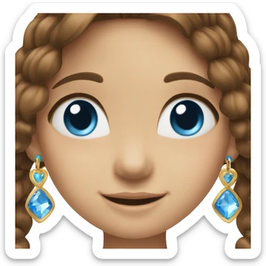 smiling girl with brown hair and blue eyes with jewelry sticker