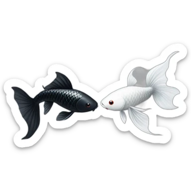 black koi fish and white koi fish circulating each other sticker