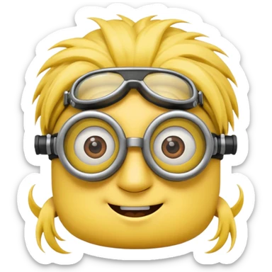 Minion emoji with a round head like normal emojis and a smurk like this emoji but a minion so basically that emoji with the goggles and the hair and not a funny head shape 😏 it should look like an actual minion not a human  sticker