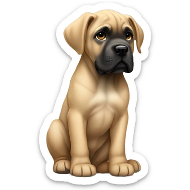 cane corso puppy with uncropped ears a black snout and tan fur  sticker