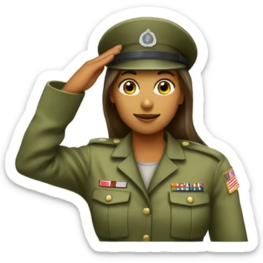 Female soldier saluting sticker