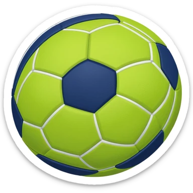 lime green colored football with navy-blue stitching and gray stripes sticker