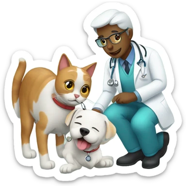 doctor cat treating a dog patient sticker