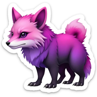 Cool Edgy Black-pink-purple-gradient badass Fionbri-Vernid-animal-creature full bodyd sticker