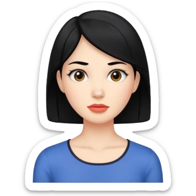 Squared jaw black haired women  sticker