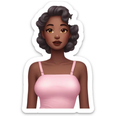 Gorgeous pastel lady with blushing face and butterflies aesthetic trending style sticker