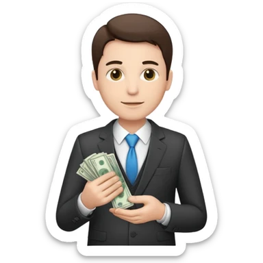 CEO with money in his hands donating to hospital sticker