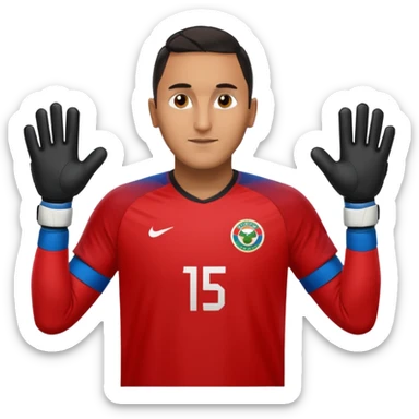 Keylor NavasK camisa roja de Costa Rica  y guantes de portero sticker