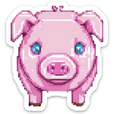 minecraft pig full body pink blocky animal square head square body sticker