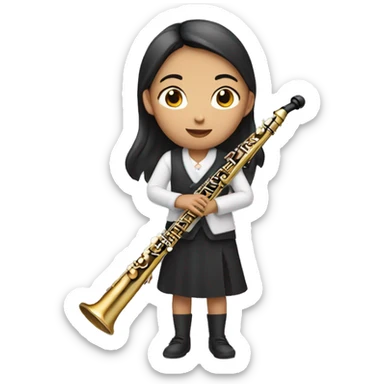 asian girl playing oboe sticker
