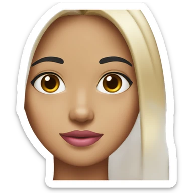 Girl with straight black hair and light tan skin with brown eyes and pink lips sticker