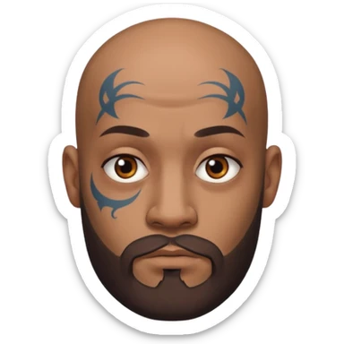 bald bearded man with face tattoo sticker