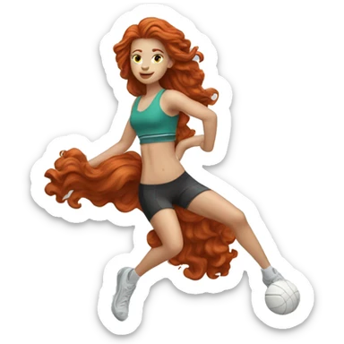 redhead girl with long wavy hair doing sports  sticker