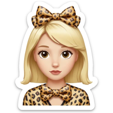 blonde hair with leopard print bow sticker