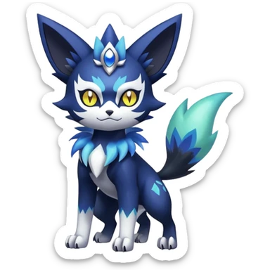 Shiny Evil mExotic Badass Colorful Ethereal Royal Mysterious Gothic Meowstic-Zorua-Litten-Noibat-Pokémon-Fakémon-hybrid-creature (full body) with random pattern-markings sticker