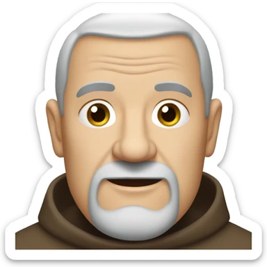 A middle-aged white male friar with a grizzled appearance, buzz cut, no facial hair, and a square jaw. sticker
