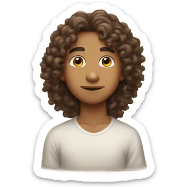 A lightskin boy with curly hair that is dreaming about a girl with brown hair  sticker