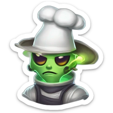 alien chef scifi roguelike rpg style inspired by slay the spire digital art sticker