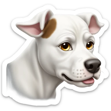 White bull arab dog with a brown ear and one brown eye one black eye  sticker