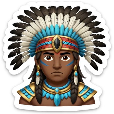 Toltec warrior with feathered headdress and obsidian blade sticker