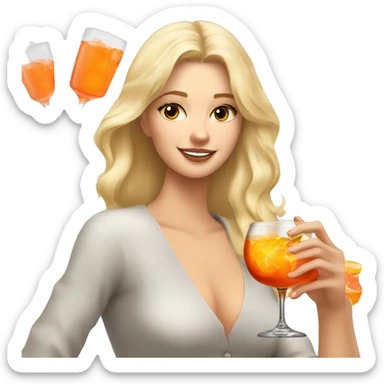 A white blonde girl with a glass of aperol spritz in her hand  sticker