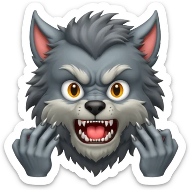 Create an emoji of Werewolf half bodied till waist sharp nails sticker