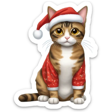 Torbie cat wearing Christmas pjs sticker
