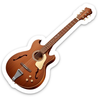 Cinematic Realistic Guitar, smooth mahogany body with deep wood grain, metal strings catching soft reflections, intricate tuning pegs gleaming subtly, warm light accentuating the contours, glowing with the warmth of music and craftsmanship. sticker