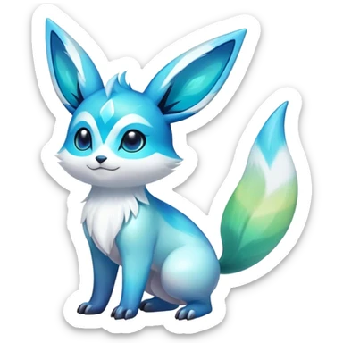 Colorful Iridescent Exotic Emolga-Aurorus-Glaceon-Fakémon-hybrid-creature (full body)  sticker