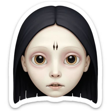 Skinless angel face, exposed bone and sinew, hollow eyes, dark gothic icon sticker