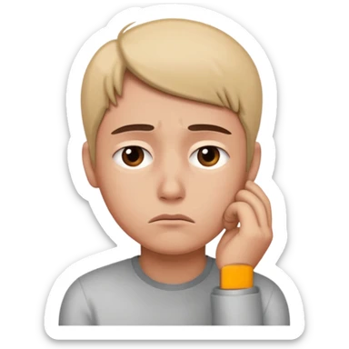Emoji triste 😔 qui pense à M sticker