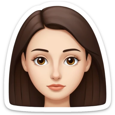 a brunette with thin nose almost sharp jaw line perfect eye brows  sticker
