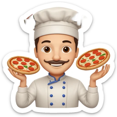 smiling Italian chef spinning pizza dough sticker