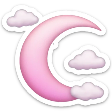 Pink crescent moon with sparkly white clouds sticker