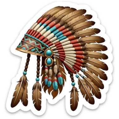 native war bonnet with no face, the feathers must be brownish but the fabric can be colorful sticker