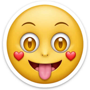 round Emoji with heart-shaped eyes, inside the heart eyes there are are dollar signs, and the emoji is sticking out its tongue. sticker