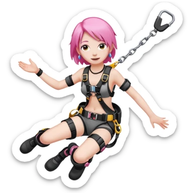 bungee jumping face with earrings pink hair sticker
