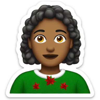Brown woman ugly sweater christmas sticker