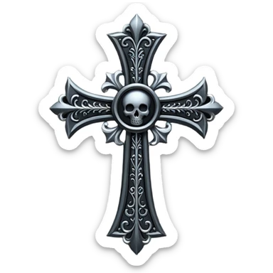 black goth cross sticker