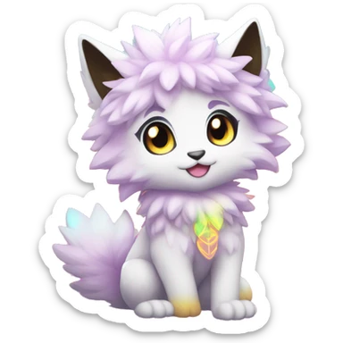 Anthro Fluffy Cool Cute Magical Elemental Shiny Colorful Neon Vibrant Colors Sparkle Kemono-style Chibi Fantasy-Animal-Fakémon-Pokémon-Hybrid Fur Sona Aesthetic Full Body sticker